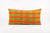 12x24 Vintage Hand Woven Kilim Pillow Lumbar pastel, checkered, plaid, orange green 1857