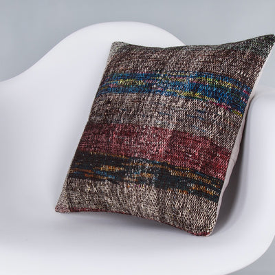 Contemporary Multiple Color Kilim Pillow Cover 16x16 7591