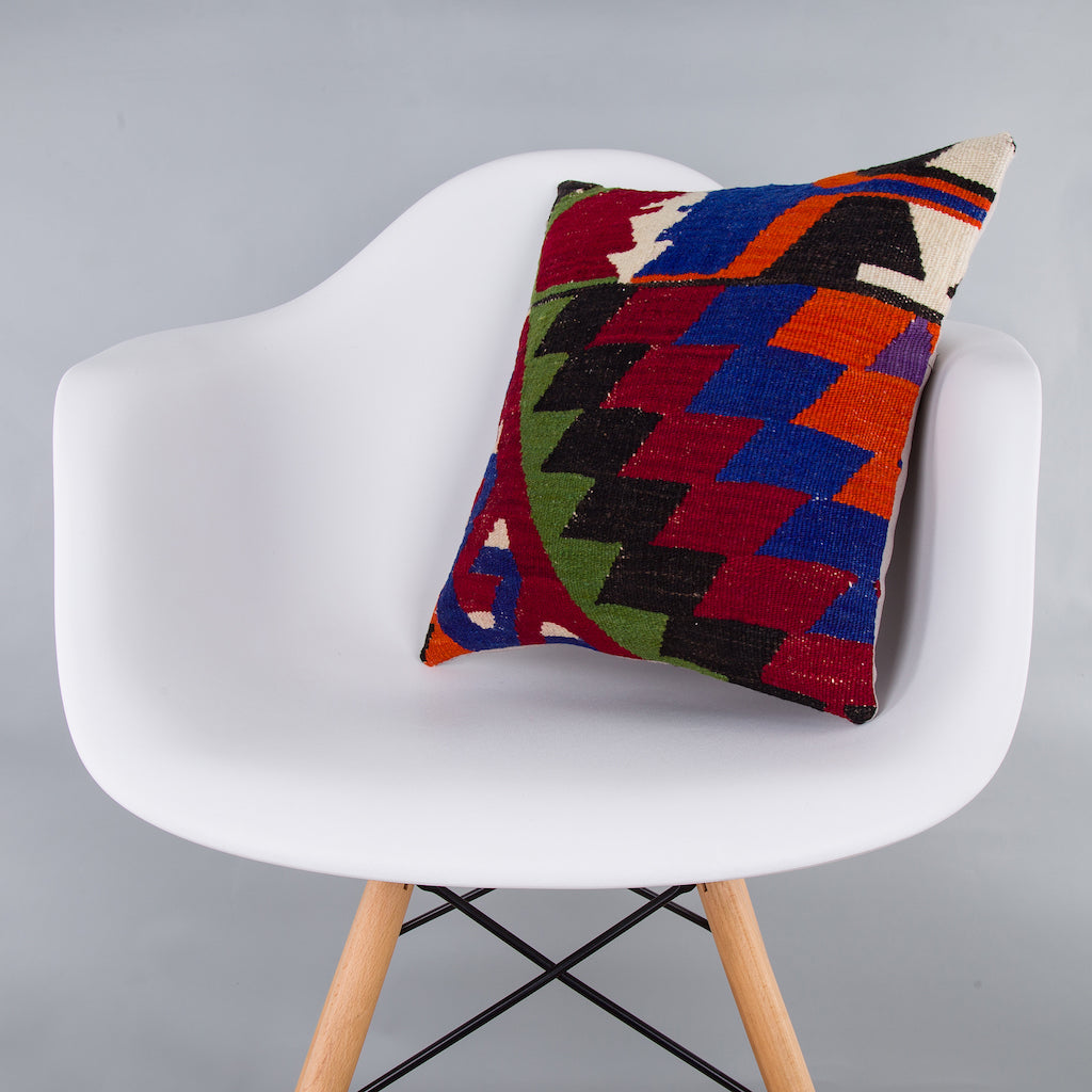 Geometric Multiple Color Kilim Pillow Cover 16x16 7259