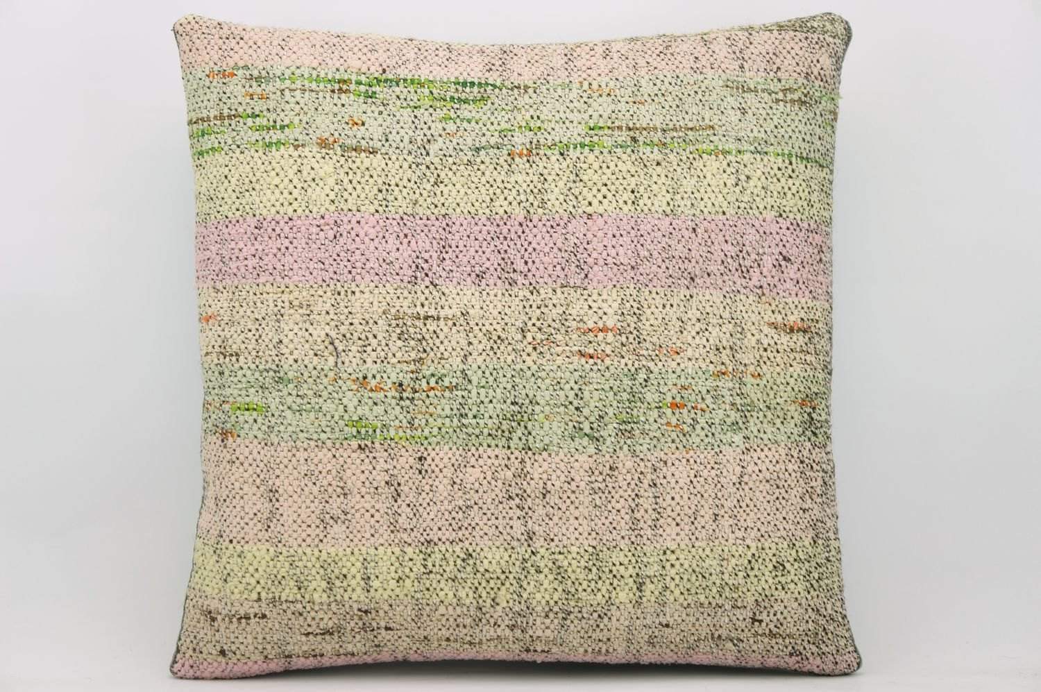 16x16 Hand Woven wool light green pinkish striped Kilim Pillow cushion 1048_A Wool cushion