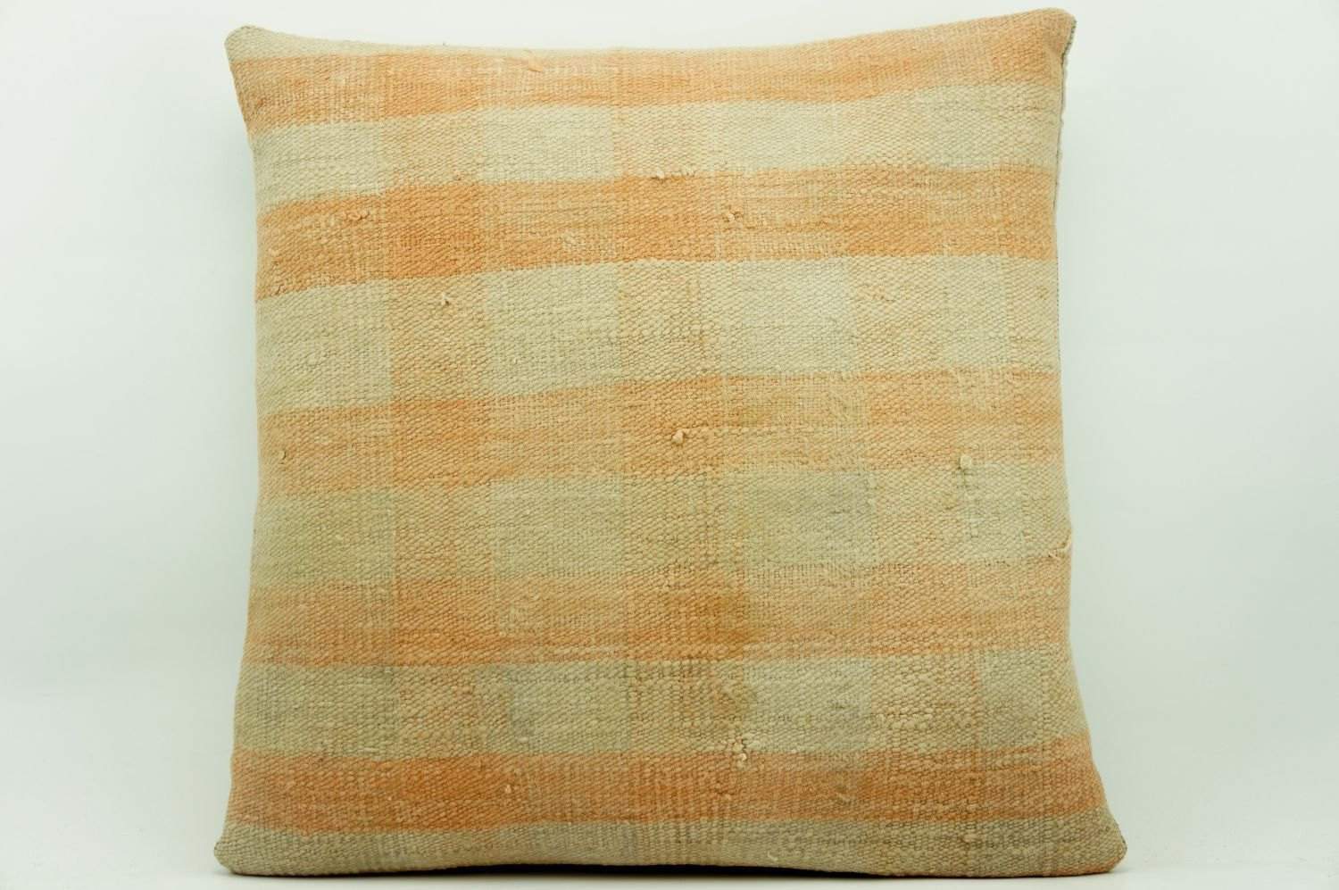 16x16 Vintage Hand Woven Kilim Pillow 946 pastel plaid pinkish greenish sham cushion pillow cover