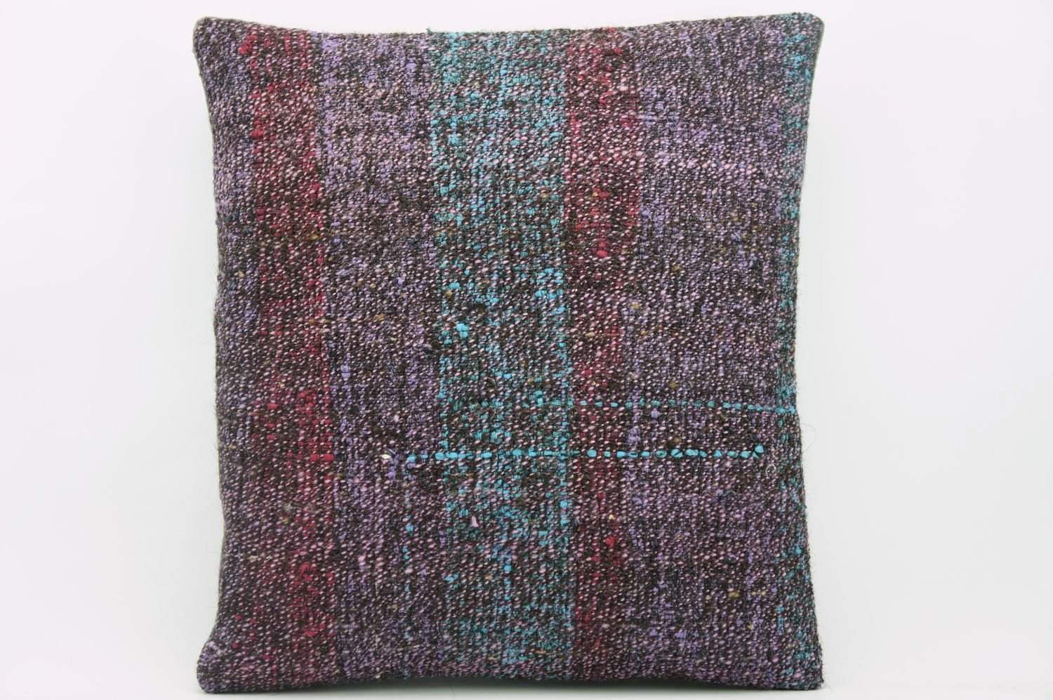 16x16 Vintage Hand Woven wool purple green red gradient colour Kilim Pillow cushion 1026_A Wool cushion