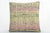 Handwoven hemp pillow green pink yellow , Decorative Kilim pillow cover 1566_A