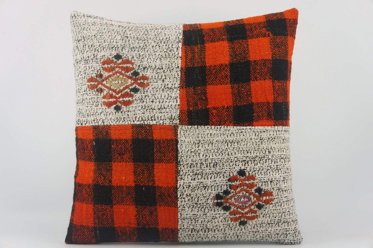 Red Kilim pillow , Red patchwork pillow 1496