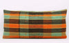 12x24 Vintage Hand Woven Kilim Pillow Lumbar Bohemian pillow case, Modern home decor  orange green brown  striped 971 - kilimpillowstore
 - 2