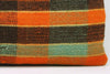 12x24 Vintage Hand Woven Kilim Pillow Lumbar Bohemian pillow case, Modern home decor  orange green brown  striped 971 - kilimpillowstore
 - 4