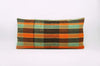 12x24 Vintage Hand Woven Kilim Pillow Lumbar Bohemian pillow case, Modern home decor  orange green brown  striped 971 - kilimpillowstore
 - 1