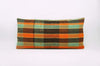 12x24 Vintage Hand Woven Kilim Pillow Lumbar Bohemian pillow case, Modern home decor  orange green brown  striped 971 - kilimpillowstore
 - 1