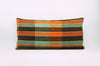 12x24 Vintage Hand Woven Kilim Pillow Lumbar Bohemian pillow case, Modern home decor  orange green brown  striped 972 - kilimpillowstore
 - 1
