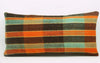 12x24 Vintage Hand Woven Kilim Pillow Lumbar Bohemian pillow case, Modern home decor  orange green brown  striped 973 - kilimpillowstore
 - 2