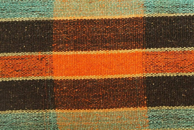 12x24 Vintage Hand Woven Kilim Pillow Lumbar Bohemian pillow case, Modern home decor  orange green brown  striped 973 - kilimpillowstore
 - 3