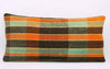 12x24 Vintage Hand Woven Kilim Pillow Lumbar Bohemian pillow case, Modern home decor  orange green brown  striped 975 - kilimpillowstore
 - 2