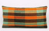12x24 Vintage Hand Woven Kilim Pillow Lumbar Bohemian pillow case, Modern home decor  orange green brown  striped 977 - kilimpillowstore
 - 2