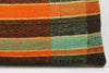 12x24 Vintage Hand Woven Kilim Pillow Lumbar Bohemian pillow case, Modern home decor  orange green brown  striped 977 - kilimpillowstore
 - 4