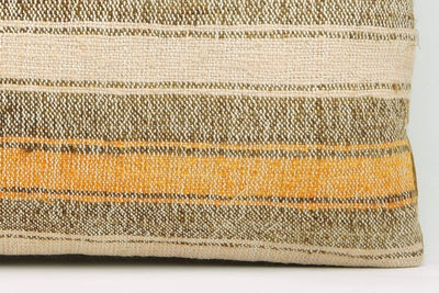 12x24 Vintage Hand Woven Kilim Pillow Lumbar Bohemian pillow case, Modern home decor  orange white brown  striped 964 - kilimpillowstore
 - 4