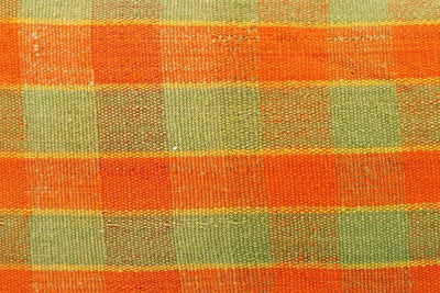 12x24 Vintage Hand Woven Kilim Pillow Lumbar  pastel, checkered, plaid, orange green 1856 - kilimpillowstore
 - 3