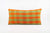 12x24 Vintage Hand Woven Kilim Pillow Lumbar pastel, checkered, plaid, orange green 1859