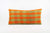 12x24 Vintage Hand Woven Kilim Pillow Lumbar pastel, checkered, plaid, orange green 1860