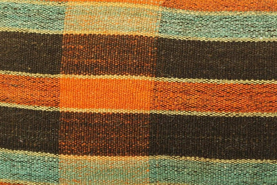 12x24 Vintage Hand Woven Kilim Pillow Lumbar  pastel, checkered, plaid,blue, orange,black 1838 - kilimpillowstore
 - 3