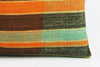 12x24 Vintage Hand Woven Kilim Pillow Lumbar  pastel, checkered, plaid,blue, orange,black 1838 - kilimpillowstore
 - 4