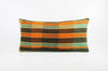 12x24 Vintage Hand Woven Kilim Pillow Lumbar  pastel, checkered, plaid,blue, orange,black 1838 - kilimpillowstore
 - 1