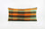 12x24 Vintage Hand Woven Kilim Pillow Lumbar pastel, checkered, plaid,blue, orange,black 1838