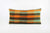 12x24 Vintage Hand Woven Kilim Pillow Lumbar  pastel, checkered, plaid,blue, orange,black 1838 - kilimpillowstore
 - 1