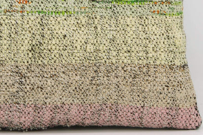 16x16  Hand Woven wool multi colour splashy pink green striped  Kilim Pillow  cushion 1160_A - kilimpillowstore
 - 4