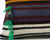 16x16 Vintage Hand Woven Turkish Kilim Pillow  - Old  Kilim Cushion 322,navy blue,green,black,amber,claret red,white , tassel,striped - kilimpillowstore
 - 2