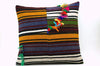 16x16 Vintage Hand Woven Turkish Kilim Pillow  - Old  Kilim Cushion 322,navy blue,green,black,amber,claret red,white , tassel,striped - kilimpillowstore
 - 1