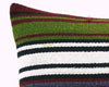 16x16 Vintage Hand Woven Turkish Kilim Pillow  - Old  Kilim Cushion 323,navy blue,green,black,amber,claret red,white , tassel,striped - kilimpillowstore
 - 3