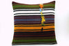 16x16 Vintage Hand Woven Turkish Kilim Pillow  - Old  Kilim Cushion 323,navy blue,green,black,amber,claret red,white , tassel,striped - kilimpillowstore
 - 1