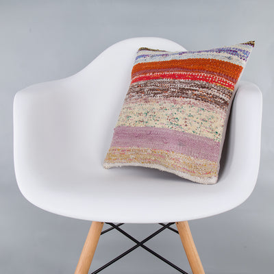 Contemporary Multiple Color Kilim Pillow Cover 16x16 7276