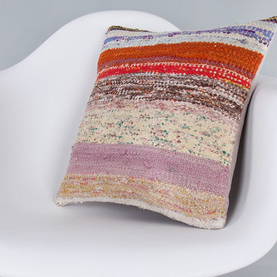 Contemporary Multiple Color Kilim Pillow Cover 16x16 7276