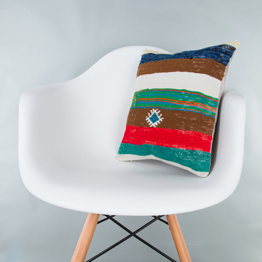 Contemporary Multiple Color Kilim Pillow Cover 16x16 7312