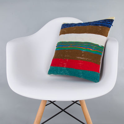 Contemporary Multiple Color Kilim Pillow Cover 16x16 7313