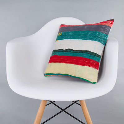 Contemporary Multiple Color Kilim Pillow Cover 16x16 7314