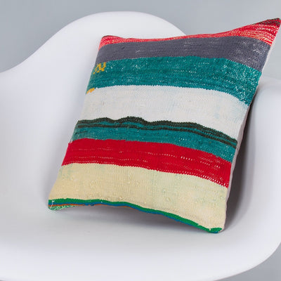 Contemporary Multiple Color Kilim Pillow Cover 16x16 7314