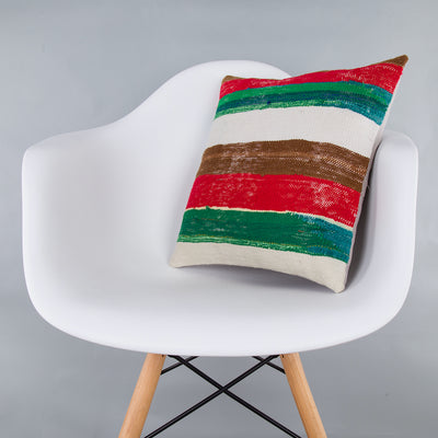 Contemporary Multiple Color Kilim Pillow Cover 16x16 7317