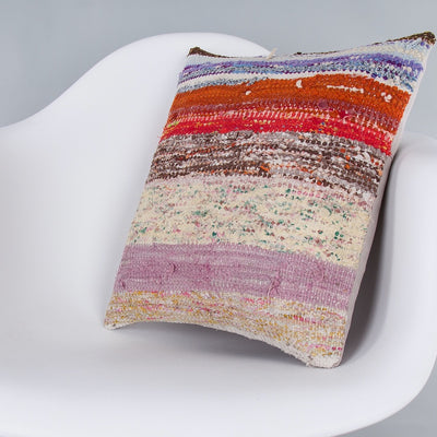 Contemporary Multiple Color Kilim Pillow Cover 16x16 7387