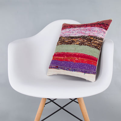 Contemporary Multiple Color Kilim Pillow Cover 16x16 7388