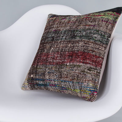 Contemporary Multiple Color Kilim Pillow Cover 16x16 7417