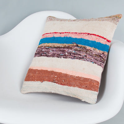 Contemporary Multiple Color Kilim Pillow Cover 16x16 7467