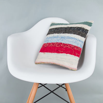 Contemporary Multiple Color Kilim Pillow Cover 16x16 7471