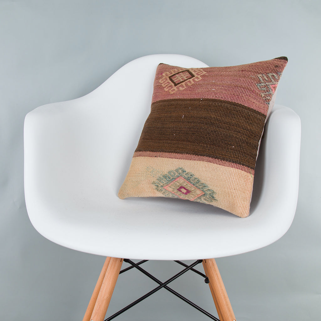 Contemporary Multiple Color Kilim Pillow Cover 16x16 7509