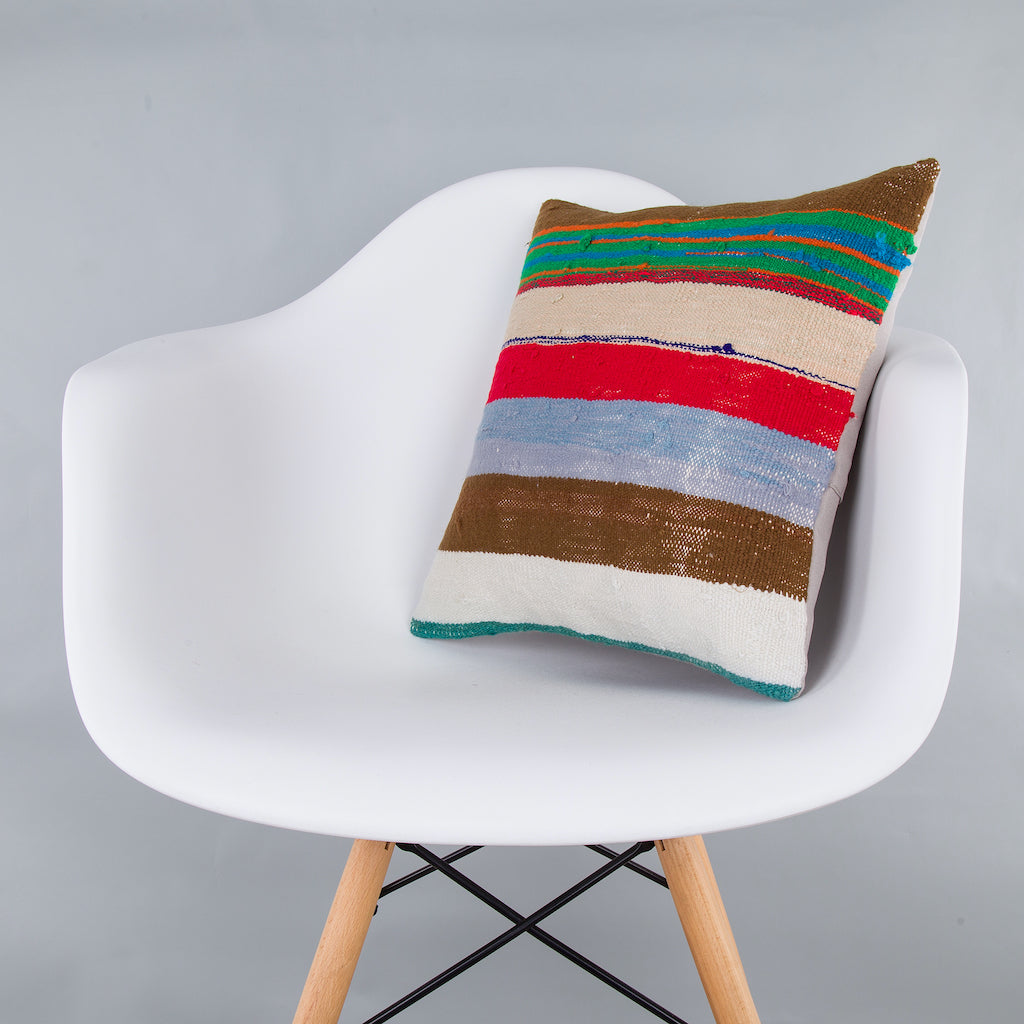 Contemporary Multiple Color Kilim Pillow Cover 16x16 7566