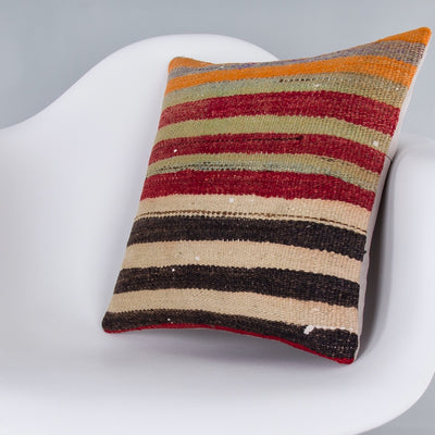 Contemporary Multiple Color Kilim Pillow Cover 16x16 7584