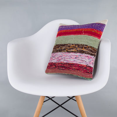 Contemporary Multiple Color Kilim Pillow Cover 16x16 7586