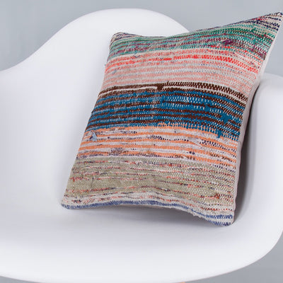 Contemporary Multiple Color Kilim Pillow Cover 16x16 7614