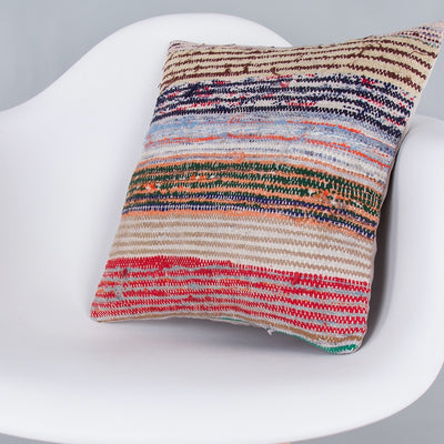 Contemporary Multiple Color Kilim Pillow Cover 16x16 7615